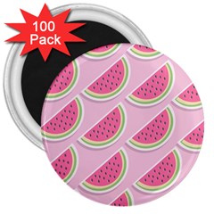 Pink Melon Wayermelon Pattern Food Fruit Melon 3  Magnets (100 Pack) by Ravend