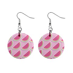 Pink Melon Wayermelon Pattern Food Fruit Melon Mini Button Earrings by Ravend