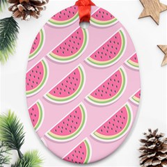 Pink Melon Wayermelon Pattern Food Fruit Melon Oval Ornament (two Sides) by Ravend