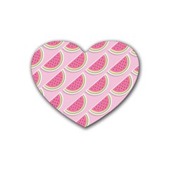 Pink Melon Wayermelon Pattern Food Fruit Melon Rubber Heart Coaster (4 Pack) by Ravend