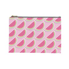 Pink Melon Wayermelon Pattern Food Fruit Melon Cosmetic Bag (large) by Ravend