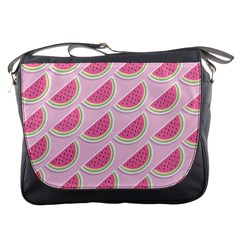 Pink Melon Wayermelon Pattern Food Fruit Melon Messenger Bag by Ravend