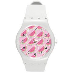 Pink Melon Wayermelon Pattern Food Fruit Melon Round Plastic Sport Watch (m) by Ravend