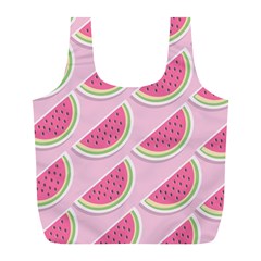 Pink Melon Wayermelon Pattern Food Fruit Melon Full Print Recycle Bag (l) by Ravend