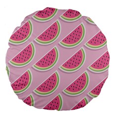 Pink Melon Wayermelon Pattern Food Fruit Melon Large 18  Premium Flano Round Cushions by Ravend