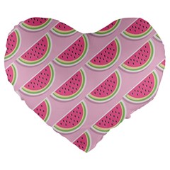 Pink Melon Wayermelon Pattern Food Fruit Melon Large 19  Premium Flano Heart Shape Cushions by Ravend