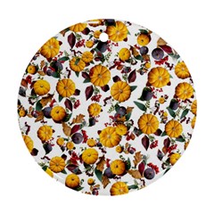 Pumpkin Fruit Flower Pattern Ornament (round) by Ravend