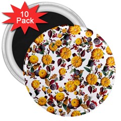 Pumpkin Fruit Flower Pattern 3  Magnets (10 Pack)  by Ravend