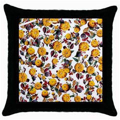 Pumpkin Fruit Flower Pattern Throw Pillow Case (black) by Ravend