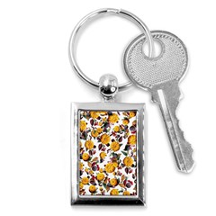 Pumpkin Fruit Flower Pattern Key Chain (rectangle) by Ravend