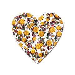 Pumpkin Fruit Flower Pattern Heart Magnet by Ravend