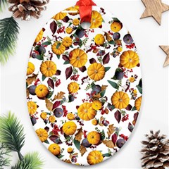 Pumpkin Fruit Flower Pattern Oval Ornament (two Sides) by Ravend