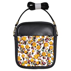 Pumpkin Fruit Flower Pattern Girls Sling Bag by Ravend