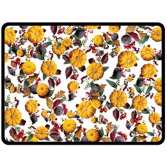 Pumpkin Fruit Flower Pattern Fleece Blanket (large)  by Ravend