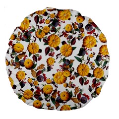 Pumpkin Fruit Flower Pattern Large 18  Premium Round Cushions by Ravend