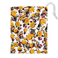 Pumpkin Fruit Flower Pattern Drawstring Pouch (4xl) by Ravend