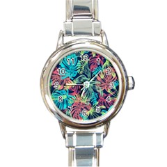 Sheets Tropical Picture Plant Pattern Round Italian Charm Watch by Ravend