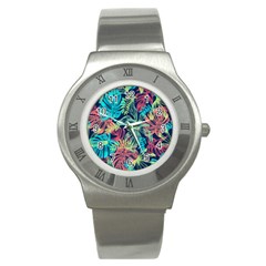 Sheets Tropical Picture Plant Pattern Stainless Steel Watch by Ravend