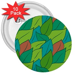 Leaves Pattern Autumn Background 3  Buttons (10 Pack)  by Ravend