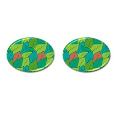 Leaves Pattern Autumn Background Cufflinks (oval) by Ravend