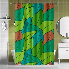 Leaves Pattern Autumn Background Shower Curtain 48  X 72  (small)  by Ravend