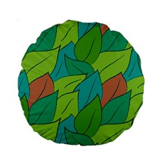 Leaves Pattern Autumn Background Standard 15  Premium Round Cushions by Ravend