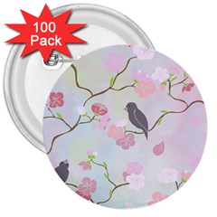 Bird Blossom Seamless Pattern 3  Buttons (100 pack) 