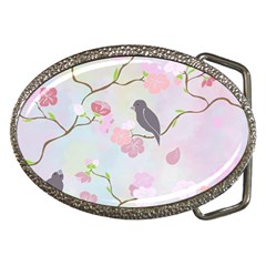 Bird Blossom Seamless Pattern Belt Buckles