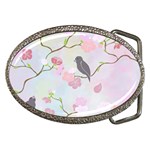 Bird Blossom Seamless Pattern Belt Buckles Front