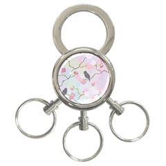 Bird Blossom Seamless Pattern 3-Ring Key Chain