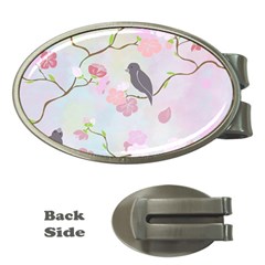 Bird Blossom Seamless Pattern Money Clips (Oval) 