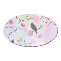 Bird Blossom Seamless Pattern Oval Magnet