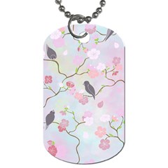 Bird Blossom Seamless Pattern Dog Tag (One Side)