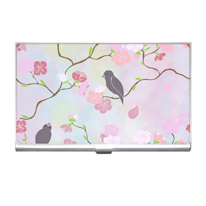 Bird Blossom Seamless Pattern Business Card Holder