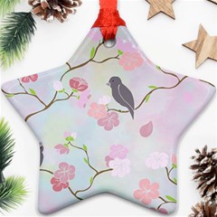 Bird Blossom Seamless Pattern Star Ornament (Two Sides)