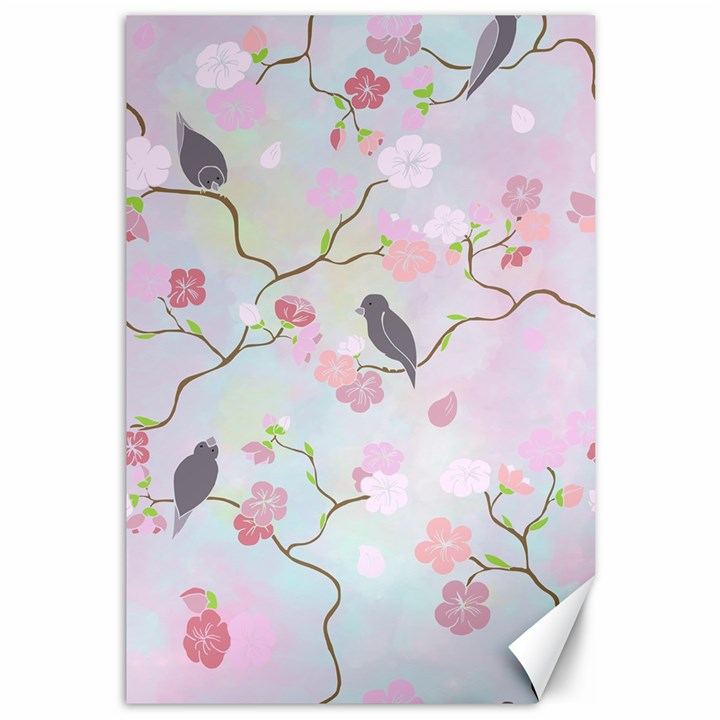 Bird Blossom Seamless Pattern Canvas 12  x 18 