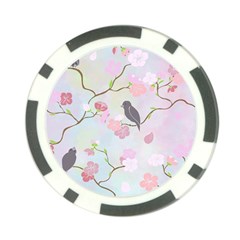 Bird Blossom Seamless Pattern Poker Chip Card Guard by Ravend