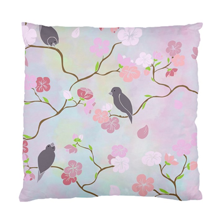 Bird Blossom Seamless Pattern Standard Cushion Case (One Side)