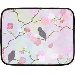 Bird Blossom Seamless Pattern Fleece Blanket (Mini)