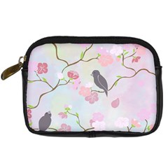 Bird Blossom Seamless Pattern Digital Camera Leather Case