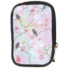 Bird Blossom Seamless Pattern Compact Camera Leather Case