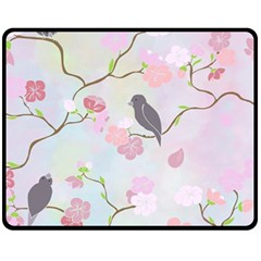 Bird Blossom Seamless Pattern Fleece Blanket (medium)  by Ravend