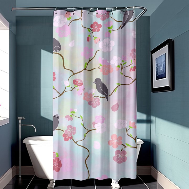 Bird Blossom Seamless Pattern Shower Curtain 36  x 72  (Stall) 