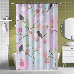 Bird Blossom Seamless Pattern Shower Curtain 48  x 72  (Small) 