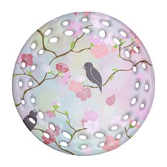 Bird Blossom Seamless Pattern Round Filigree Ornament (Two Sides)