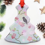 Bird Blossom Seamless Pattern Christmas Tree Ornament (Two Sides) Front