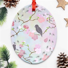 Bird Blossom Seamless Pattern Oval Filigree Ornament (two Sides) by Ravend