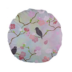 Bird Blossom Seamless Pattern Standard 15  Premium Round Cushions