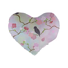 Bird Blossom Seamless Pattern Standard 16  Premium Heart Shape Cushions