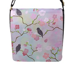 Bird Blossom Seamless Pattern Flap Closure Messenger Bag (L)